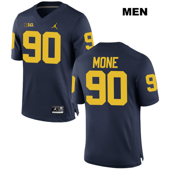 Men's NCAA Michigan Wolverines Bryan Mone #90 Navy Jordan Brand Authentic Stitched Football College Jersey CH25P46EI